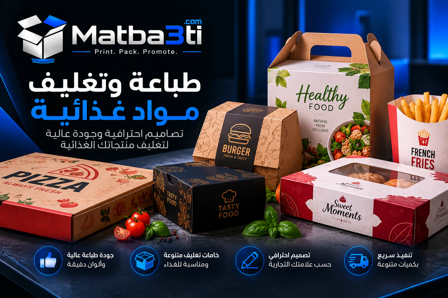 طباعة علب مواد غذائية وعلب كرتون للمنتجات الغذائية من مطبعتي