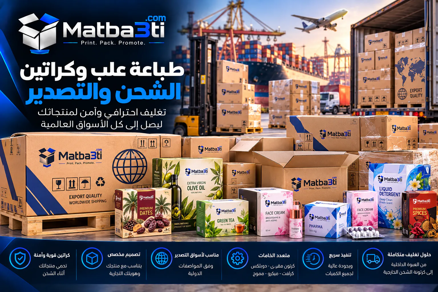 طباعة علب وكراتين الشحن والتصدير من مطبعتي